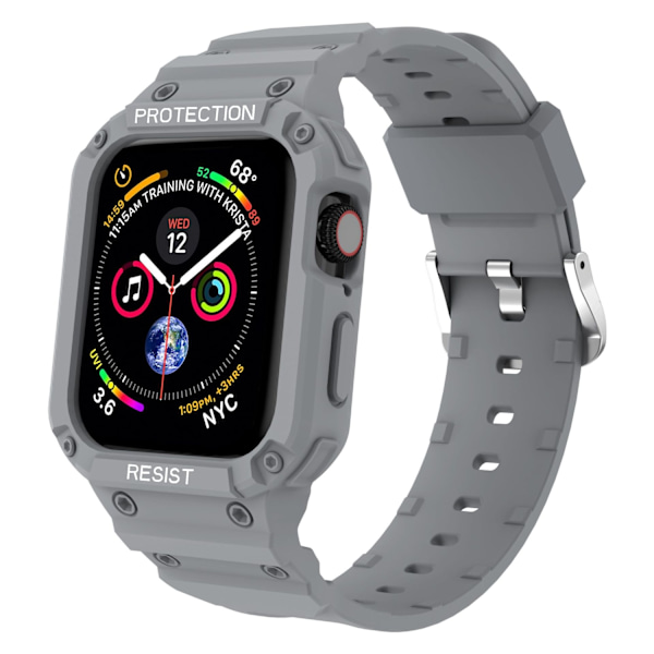 Kellon ranneke Apple Watch iWatch 38/40/41mm universaali vaaleanharmaa + hopeanvärinen solki