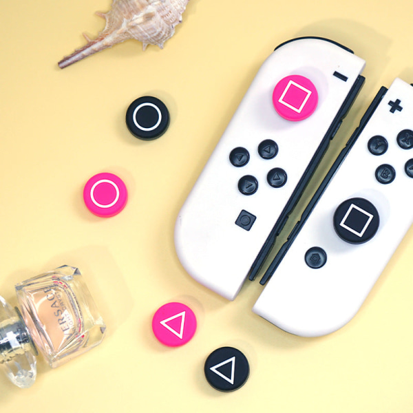 För Switch Game Theme Joystick Cap Rektangel Triangel rund Lite OLED Universal Black