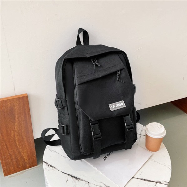 Skoleelev ryggsekk College Bookbag Reiseveske Stor kapasitet Åpen lomme Canvas Polyester Black