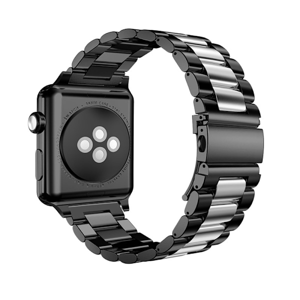 Urrem til Apple Watch iWatch Interface 38-40-41mm s10-42mm Tre perler - sort og sølv kant sandblæst