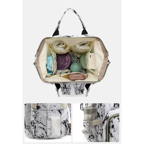 Pusletasker Mommy Bag Fashion Multifunktionel Håndtaske med stor kapacitet Rejserygsæk Black and white plaid