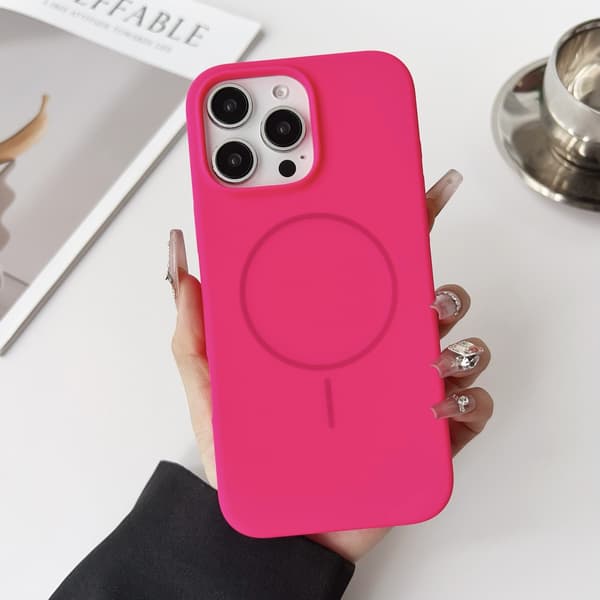 Etui til iPhone 17 Pro Max Rosarød Flydende Magnetisk Silikone