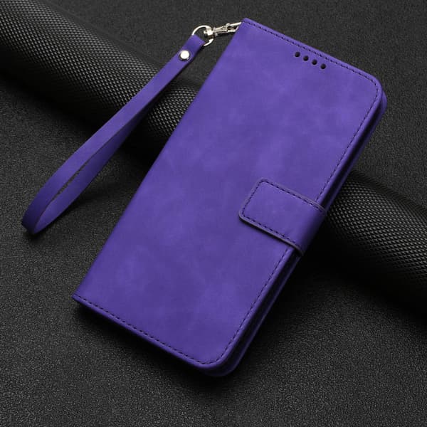 Fodral för iPhone 13 mini lila solid kortplats flip läderställ plånbok