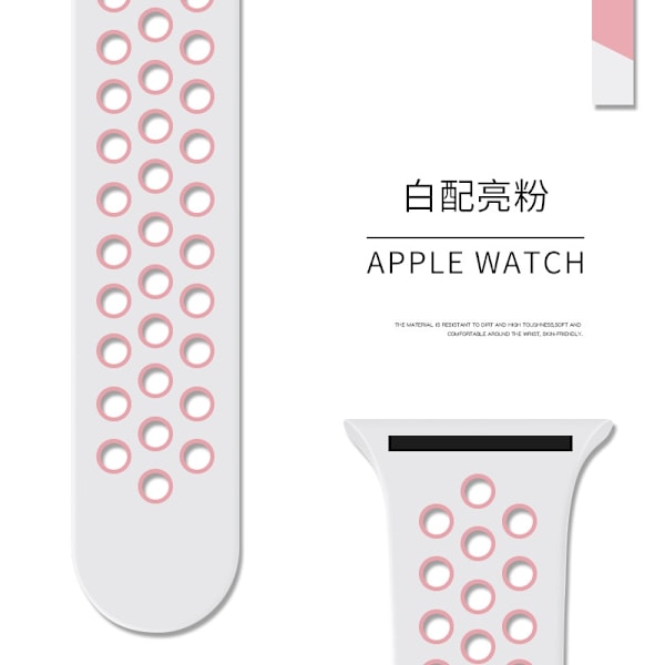 Klockarmband för Apple Watch iWatch 38/40/41/42mm Standard/S Vit med Glitterpulver