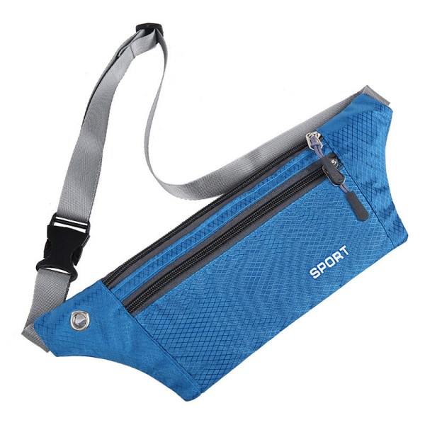 Män kvinnor Fanny Pack Midjeväska Fritid Sport Osynlig Crossbody Sport Pläd Tättslutande Mobiltelefon Light Blue