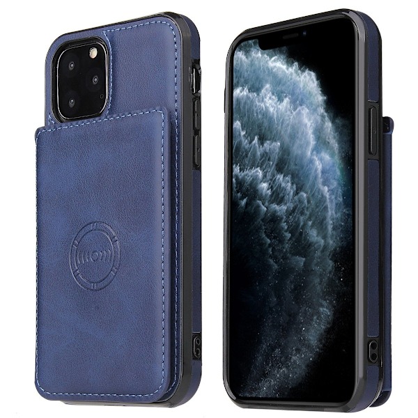 Fodral för iPhone 14 blå [CX magnetiskt plånboksfodral i läder] korthållare anti fall