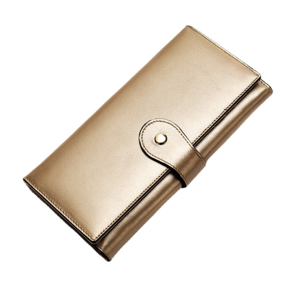 Naisten lompakko kolikkokukkaro Pitkä aitoa nahkaa useita korttipaikkoja RFID Antimagneettinen case Muotitrendi Gold