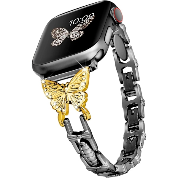 Urrem til Apple Watch iWatch 42/44/45/49mm Sort Guld-Enkelt Æg