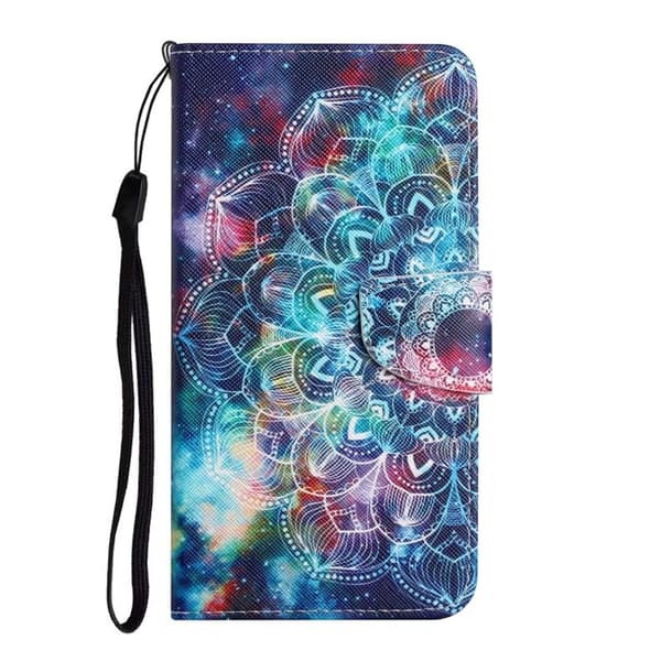 Etui til iPhone 16 Plus Stjerne Mandala blad malt lær etnisk stil