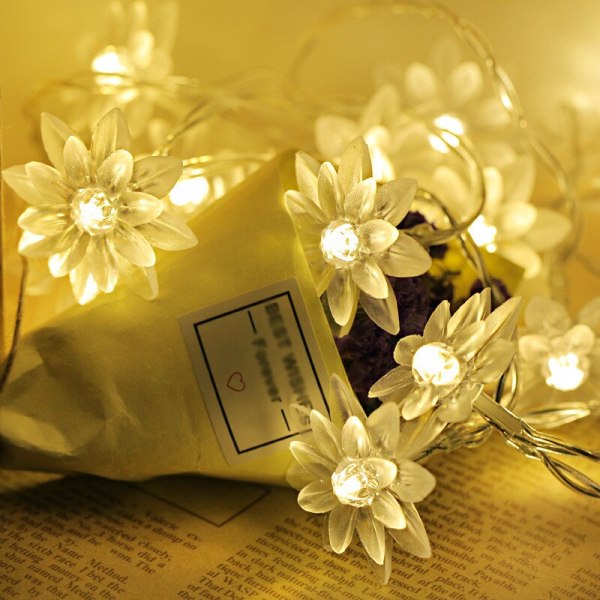 Kirsebærblomster Blomsterguirlande Lampe AA batteridrevet LED-streng Fairy Lights Krystalblomster Indendørs bryllup julepynt Warm White1 1m 10led