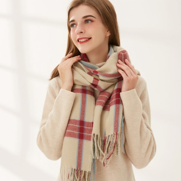 Imitation Cashmere Dam Vinter Scarf Filt Wrap Sjal Varm Mjuk Color stripe yellow 190*70CM
