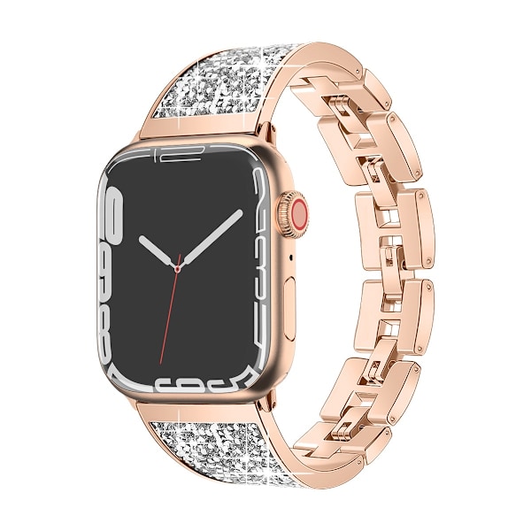Klockarmband för Apple Watch iWatch 38/40/41/42mm liten urtavla Roséguld silver diamant