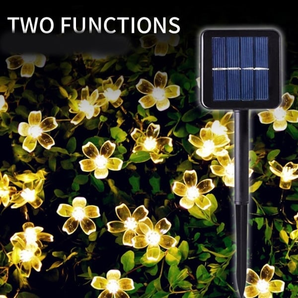 7M 50LED Solar String Lights LED Sakura Street Garland nurmikkolamppu vedenpitävä IP65 joulun uudenvuoden ulkovalaistuksen sisustus Warm White Light 7M 50LED