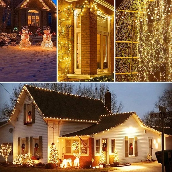 LED Udendørs Solar Lamp String Lights 100/200/300 LEDs Fairy Holiday Julefest Garland Solar Garden Vandtæt 10/20M Decor Warm white 1Pack-10M 100LED