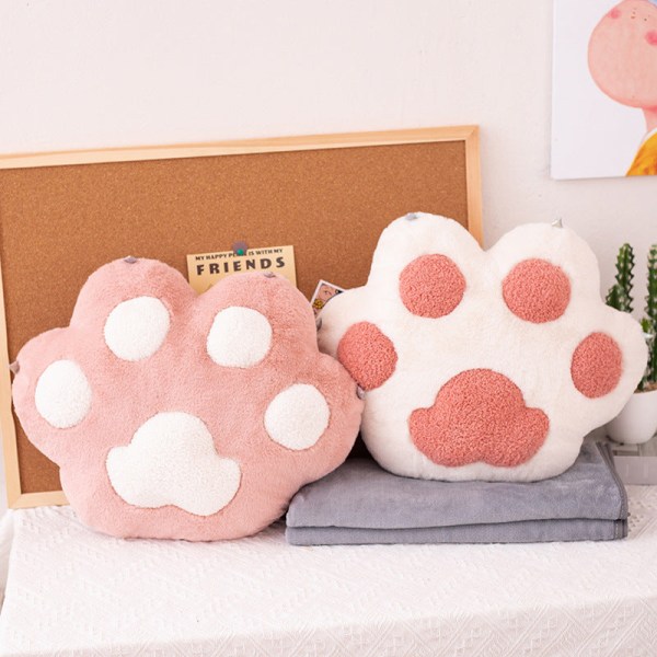 Cute Kitty Airable Cover Cat's Paw Pute Teppe To-i-One Nap Pute Dekorativ pute Purple 35*40cm