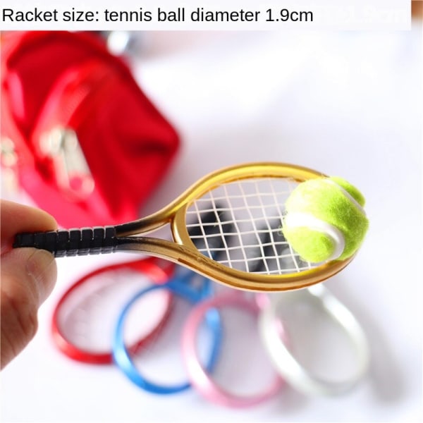 Miniatyrmøbler Leketøy Dukker Hus DIY dekorasjon Tilbehør Mini tennisracketer Tennis modellsett Red