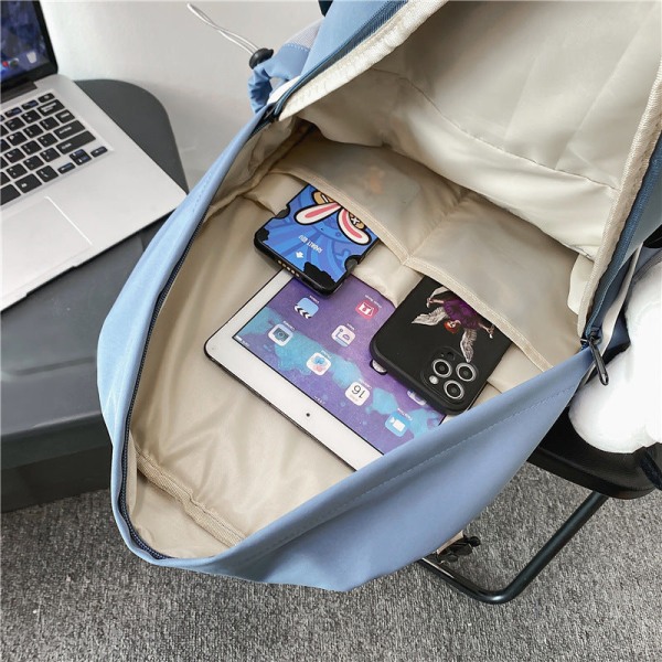 Kouluopiskelijareppu College Bookbag Matkalaukku Suuri kapasiteetti Campus Couple vedenpitävä Blue