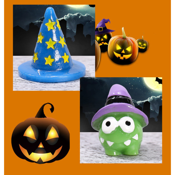 Miniatyrmøbler Leketøy Dukker Hus DIY dekorasjon Tilbehør Mini Halloween gresskar Lampe Ghost A set of 8 pieces