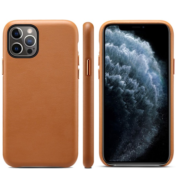 Fodral för iPhone 13 Pro brunt läder tunt och lätt slitstarkt fallskydd
