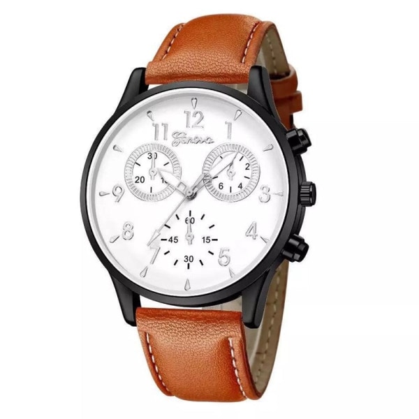 Herreklokker Quartz Watch Enkel Casual Belte Watch Gift Shell White brown