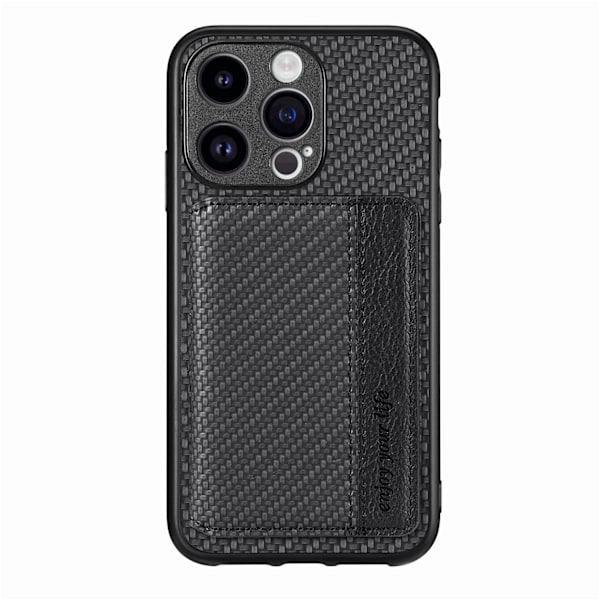 Fodral för iPhone 13 Pro svart korthållare stöldskydd