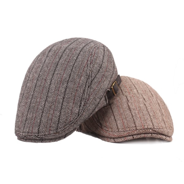 Baret Hat Hat til ældre Mænds spidskatte Vinter fortykket Baret til ældre Advance Hatte Plaid navy blue Adjustable