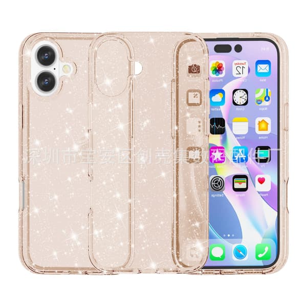 Deksel til iPhone 17 AIR Glitter Gull Stort Hull Terminator Glitter Defender