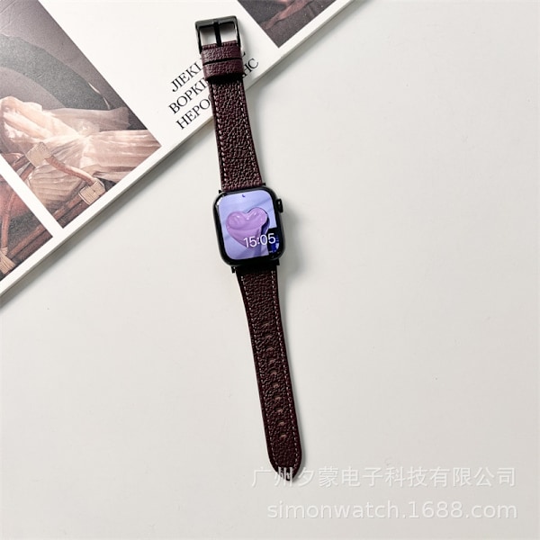 Klockarmband för Apple Watch iWatch 46mm 10:e generationen kastanj