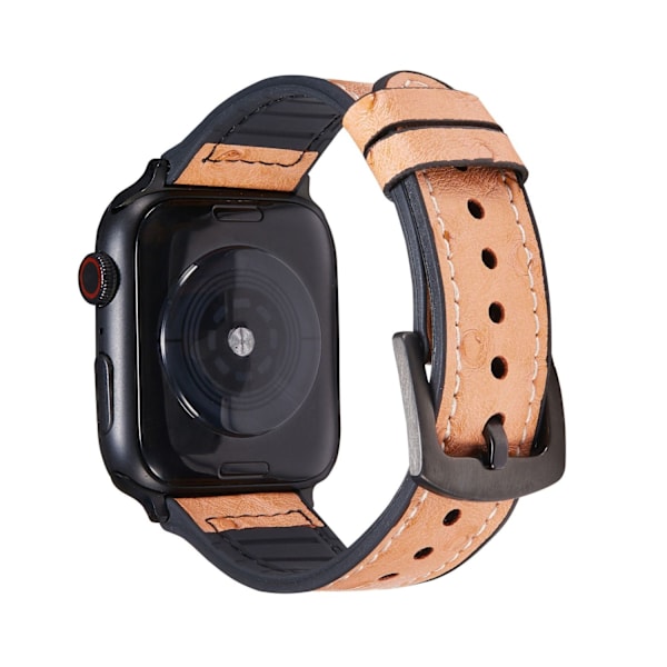Kellon ranneke Apple Watch iWatch 42/44/45mm strutsikuvio keltainen ruskea