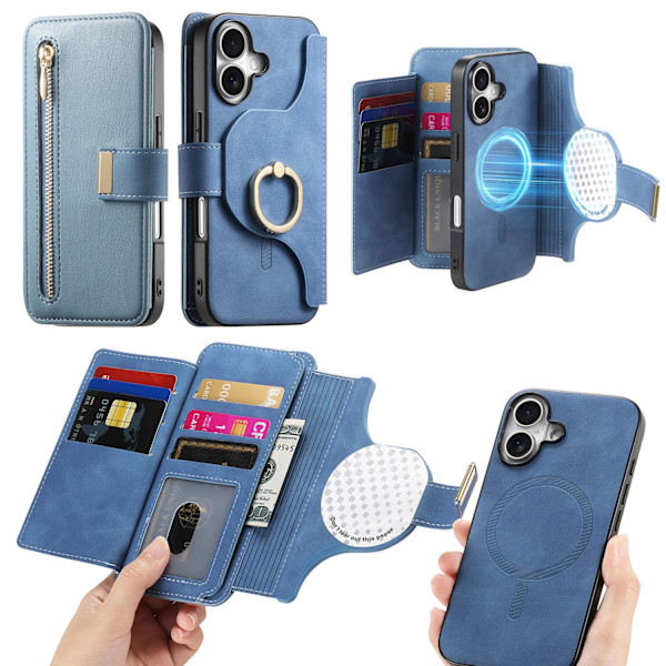 Fodral för iPhone 13 Pro blå magnetisk separation snabbkoppling flip