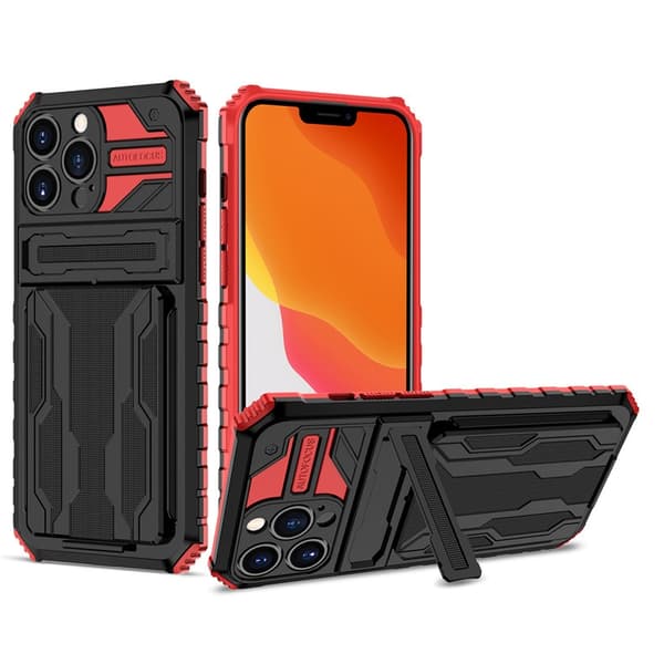 Etui til iPhone 16 Pro Max rød diamant kortholder multifunksjon anti-fall