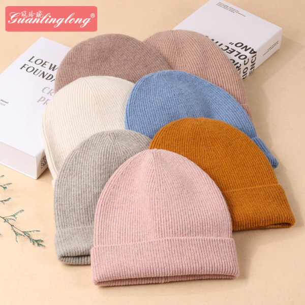 Varm vinterstrik Beanie Hatte Hat Kvinder Koreansk stil Japansk stil Insstil Cashmere Casual uldgarn Unisex Gray M