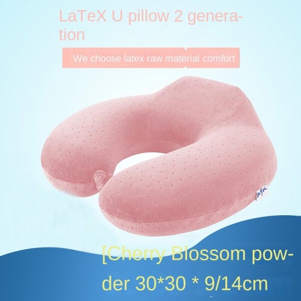 Blød og behagelig rejsepude Latex U-formet pude rejse nakkepude rygpude Pink 30*30*9cm