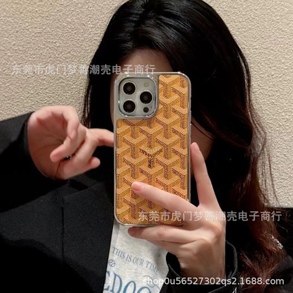 Etui til iPhone 13pro GY galvaniseret side gul trendy læder high end par