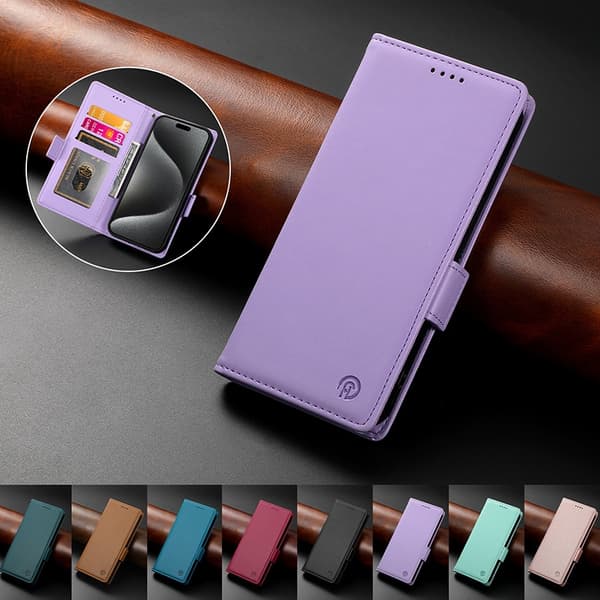 Etui til iPhone 13 lilla lær flip