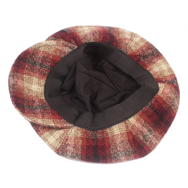 Beret Hat Octagonal Cap Internet Famous Beret Women's Hat Artistic Youth Hat Red M（56-58cm）