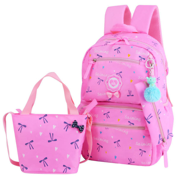 Kouluopiskelijareppu College Bookbag -matkalaukku Prinsessapuvun rasituksen vähentäminen Light pink letter peach heart