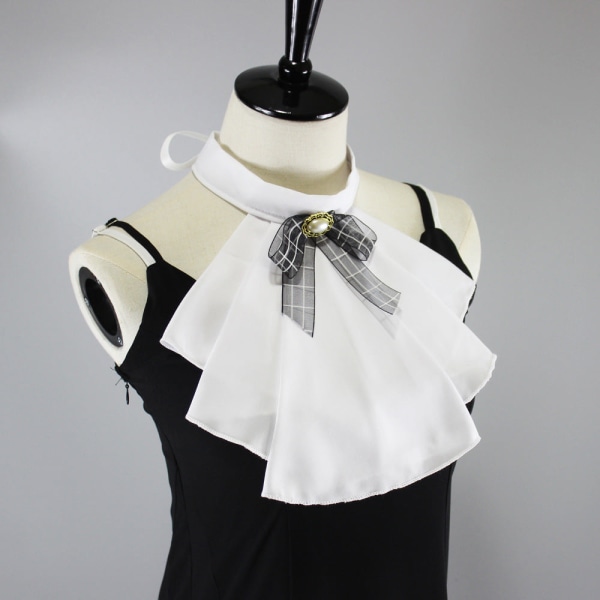 Damkrage Avtagbar halvscarf Salivhandduk kan matcha skjorta Beige plaid bow