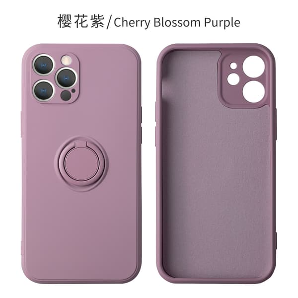 Etui til iPhone 17 Pro Max Sakura Lilla Flytende Silikon Ringstativ Anti-fall