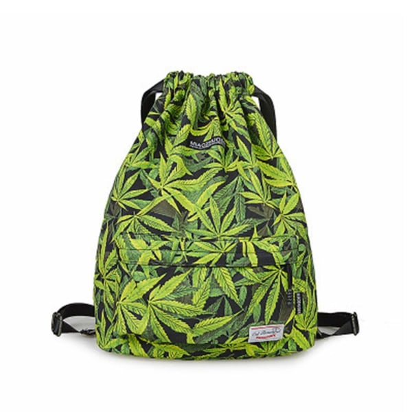 Grønn hampblad multifunksjon sammenleggbar handlepose for kvinner Flor