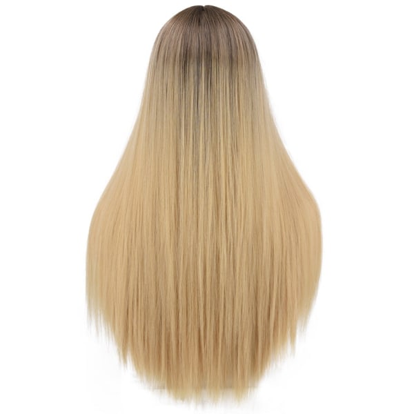 Kvinnor peruk färgat långt hår rakt svart gradient cover 16-inch