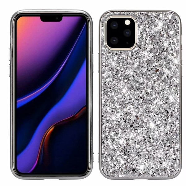 Skal för iPhone 14 Pro silver glitter klistermärke elektroplätering fullt anti-fall yttre