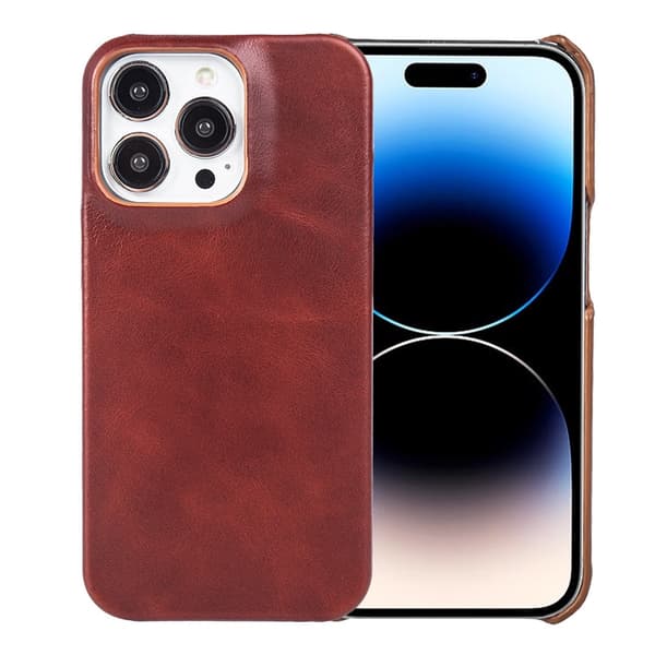 Fodral för iPhone 14 Pro vinrött läder