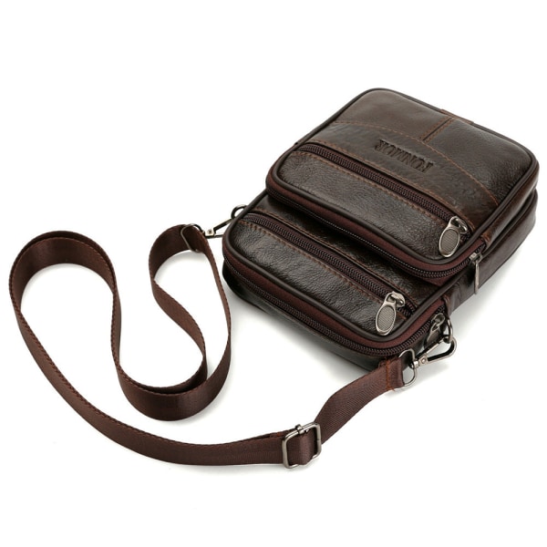 Män kvinnor Fanny Pack Midjeväska Äkta läder Herr Small First Layer Kohud Light brown