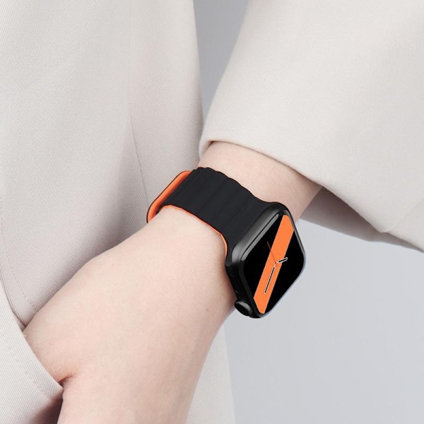Kellon ranneke Apple Watch iWatch 38mm/40mm/41mm Musta oranssilla