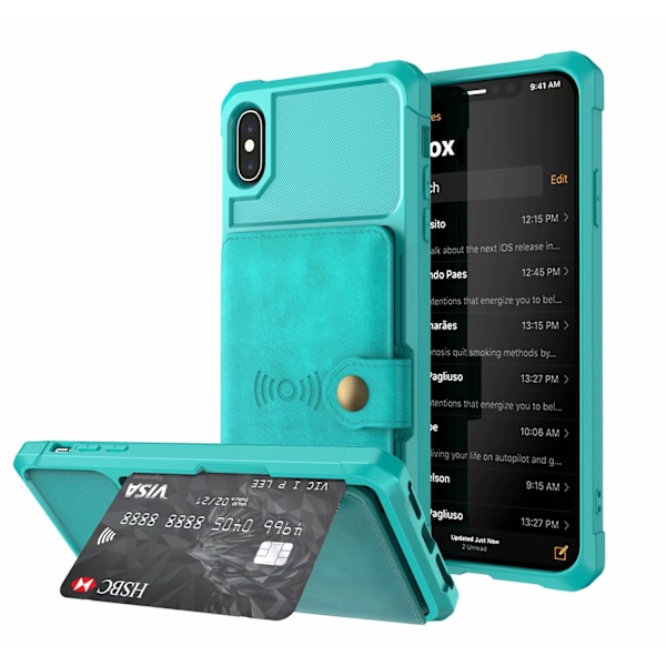 Kotelo iPhone 13 Pro Max -puhelimelle, vihreä, autoteline, magneettinen korttipaikka, lompakkopidike