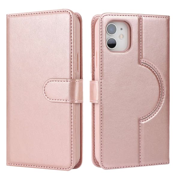 Fodral för iPhone16Pro roséguld delad plånbok läder