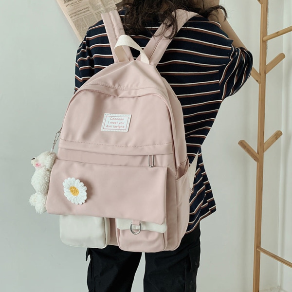 Kvinder pige rygsæk skuldertaske skoletaske Korean Junior Mori Style Alsidig Pink
