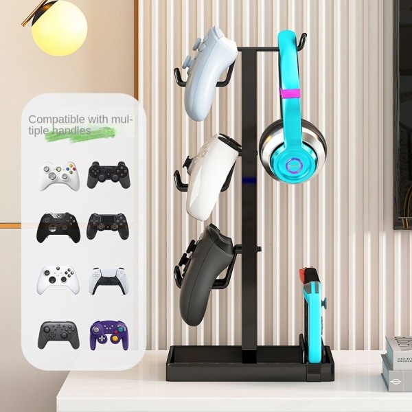 Gamepad Bracket Øretelefon Mobiltelefon til PS5 PS4 Xbox Switch Creative Storage Rack Black