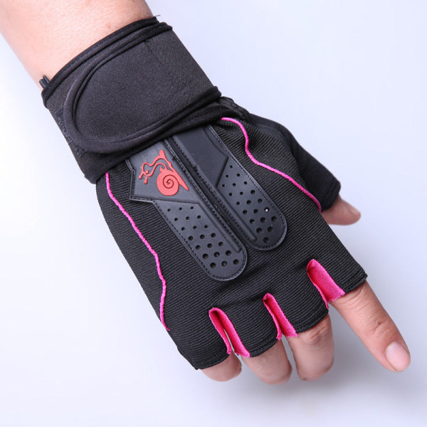 Naiset Miehet Pyöräilyhanskat Fitness Leakage Finger Outdoor Ratsastus Hengittävä taktiikka Rose-red edge XL